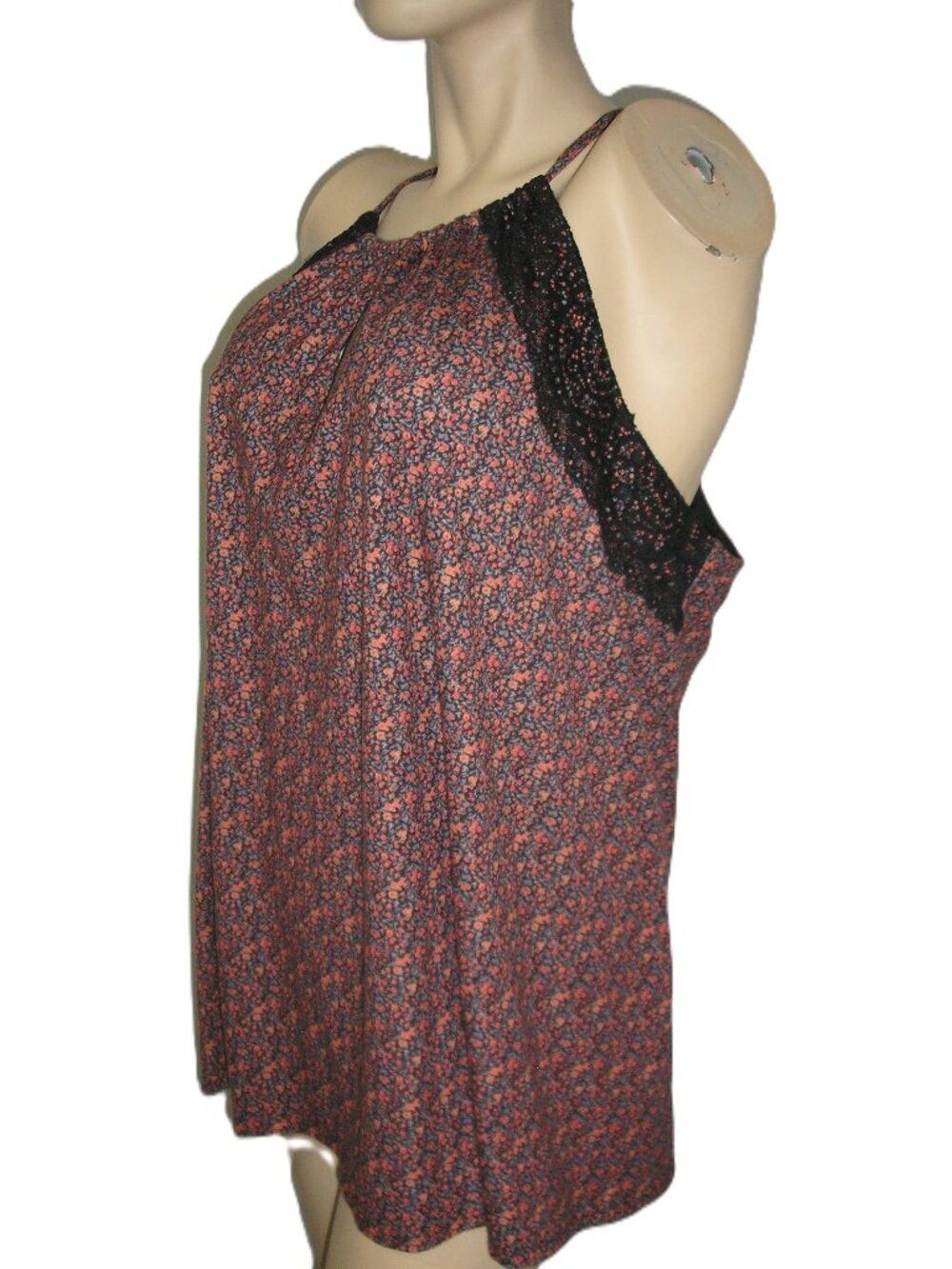Cacique Keyhole Detail Built-In Shelf Bra-No Padding Floral Tank Top, Size 26/28